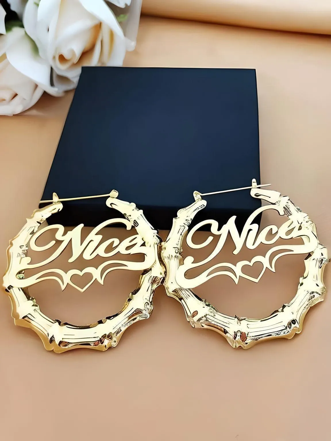 30mm-100mm Customized Name Bamboo Earrings