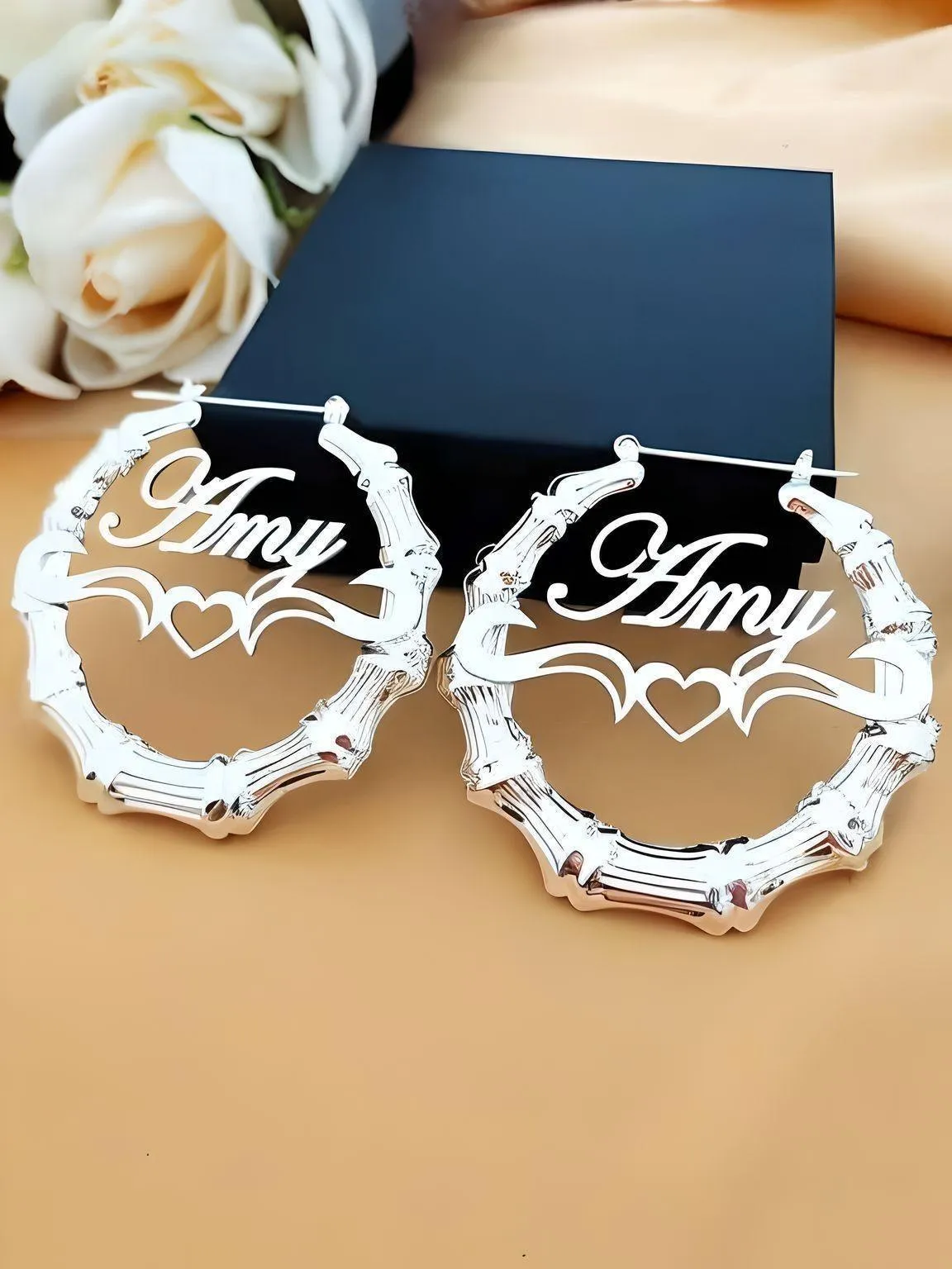 30mm-100mm Customized Name Bamboo Earrings