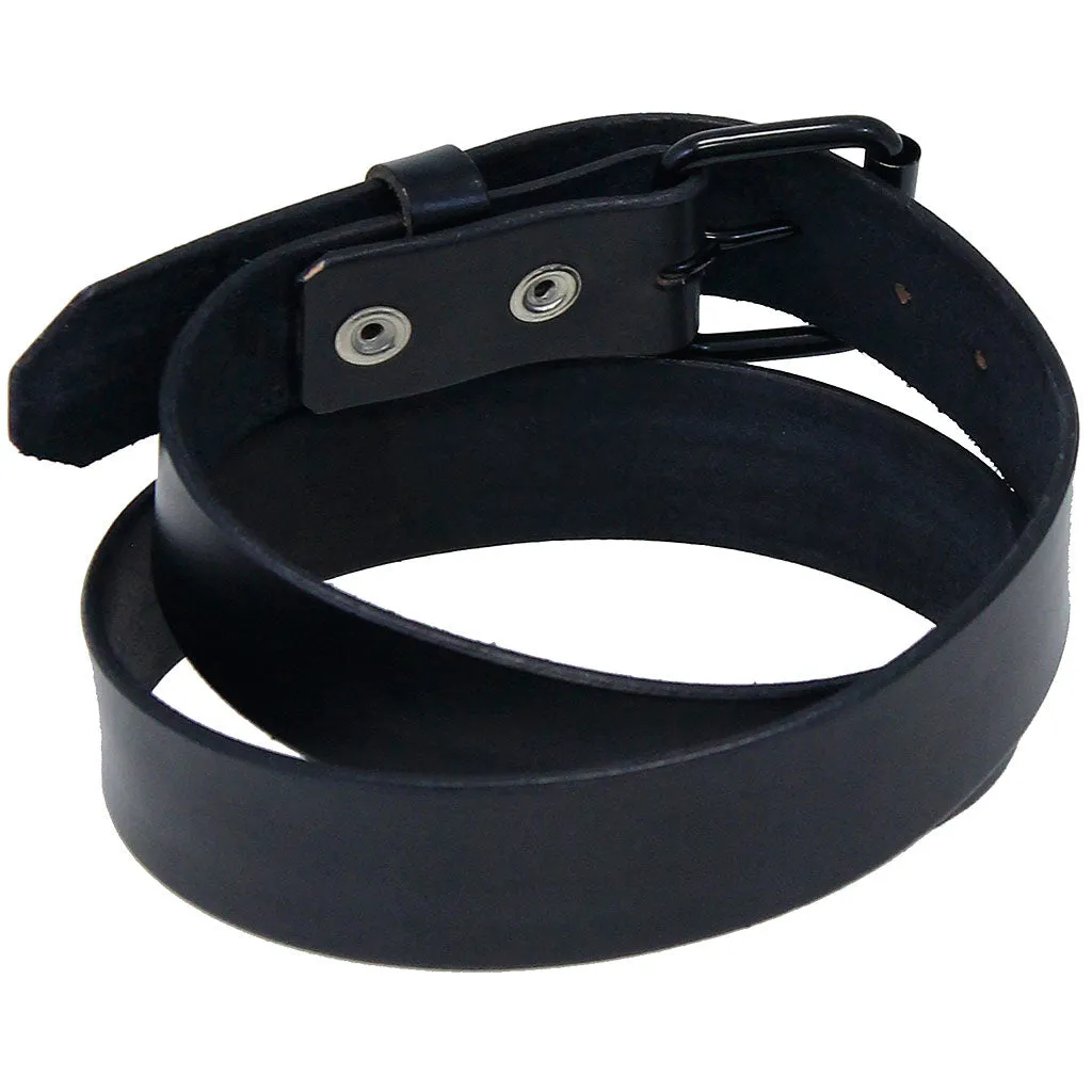 8-9 oz Heavy Black Leather Belt With Removable Buckle #BT1979K