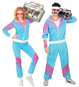 80's Blue Shell Suit Costume Unisex