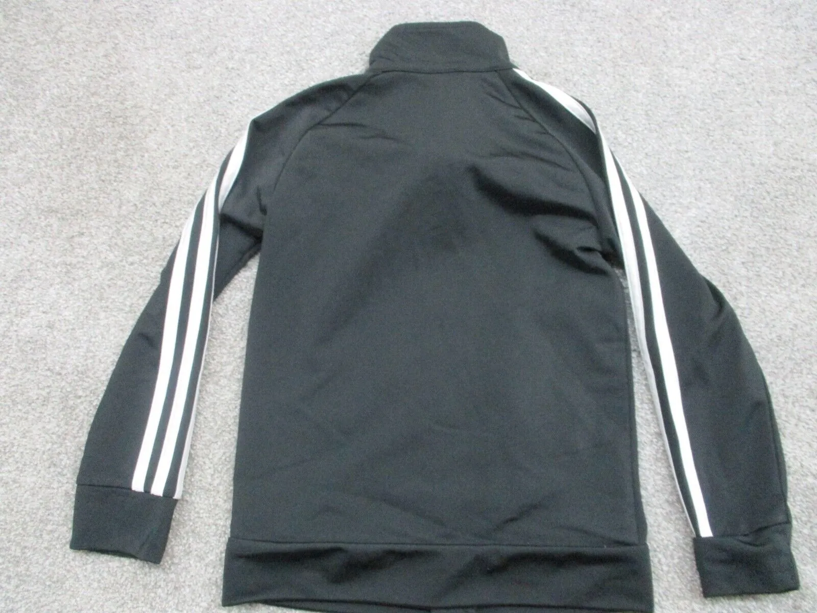 Adidas Jacket Men Size 6 Black Full Zip Track Jacket Long Sleeve Logo Solid