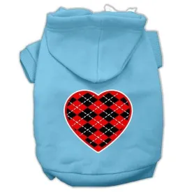 Argyle Heart Red Screen Print Pet Hoodies Baby Blue Size XXL (18)