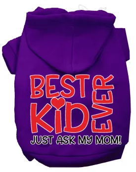 Ask My Mom Screen Print Dog Hoodie Purple L