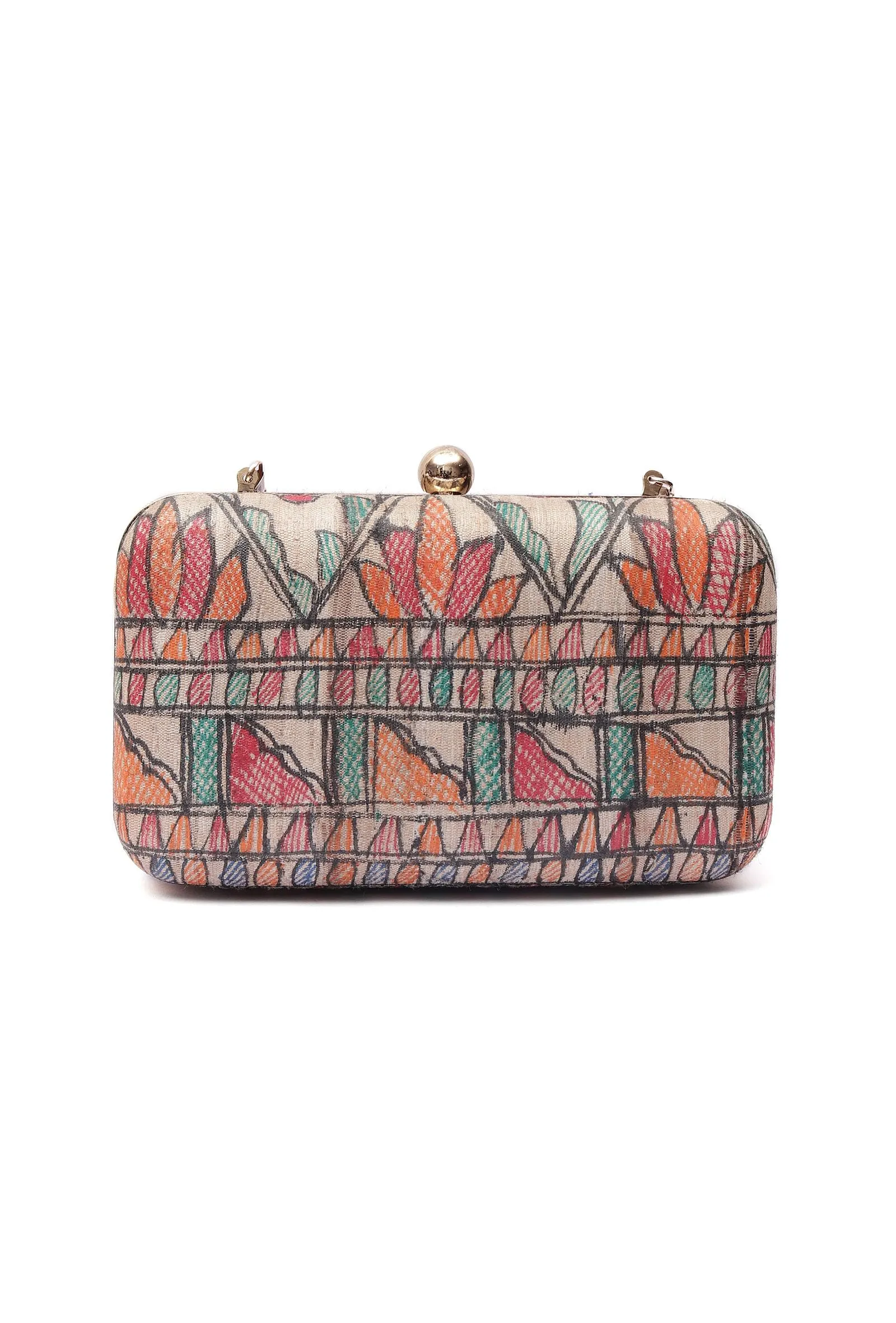 Avah Silk Madhubani Print Rectangular Box Clutch