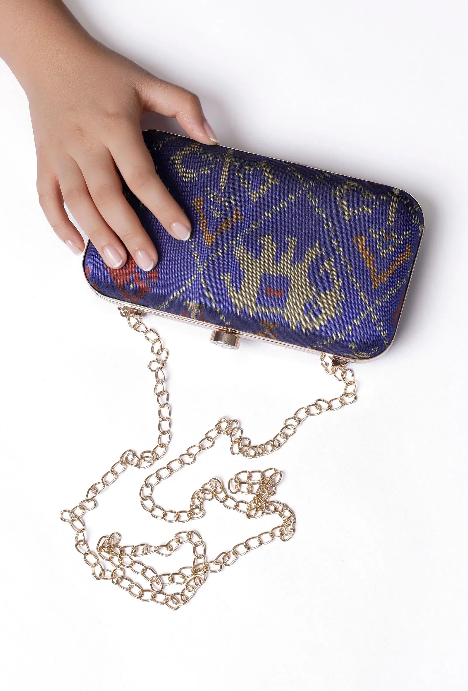 Azure Blue Patola Clutch