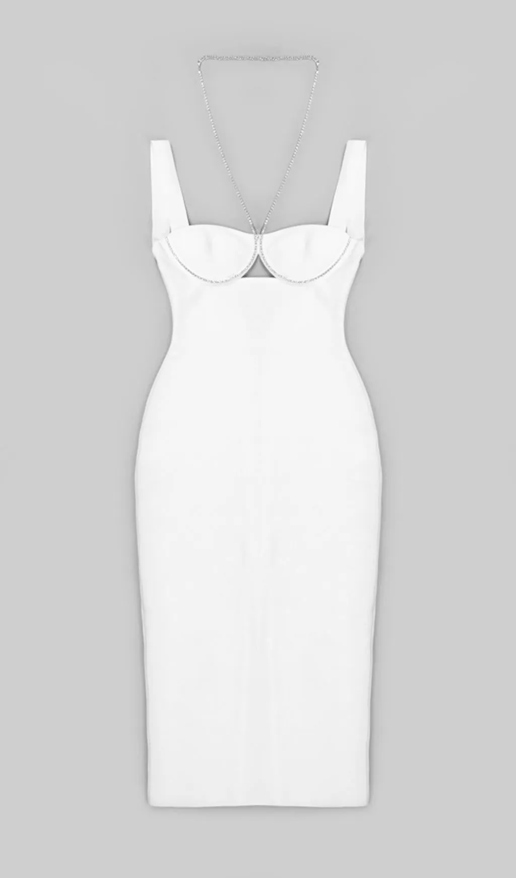 BANDAGE SLEEVELESS MIDI DRESS IN WHITE