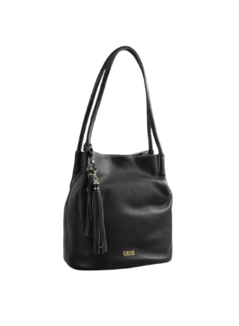 BLACK LEATHER SHOULDER BAG