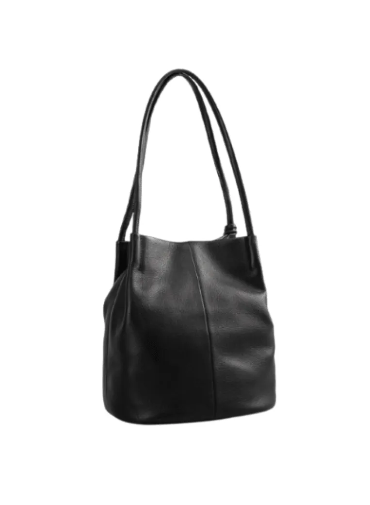 BLACK LEATHER SHOULDER BAG