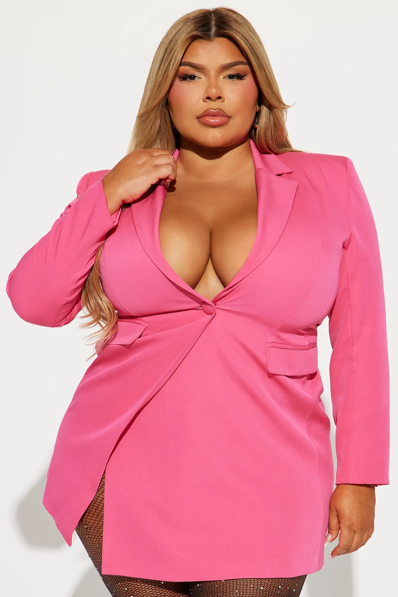 Blair Blazer Mini Dress - Hot Pink