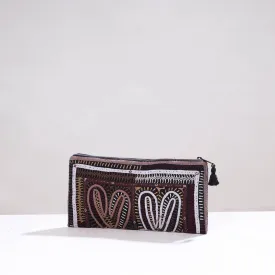 Brown - Kutch Dhebariya Qatab Hand Embroidery Clutch Purse