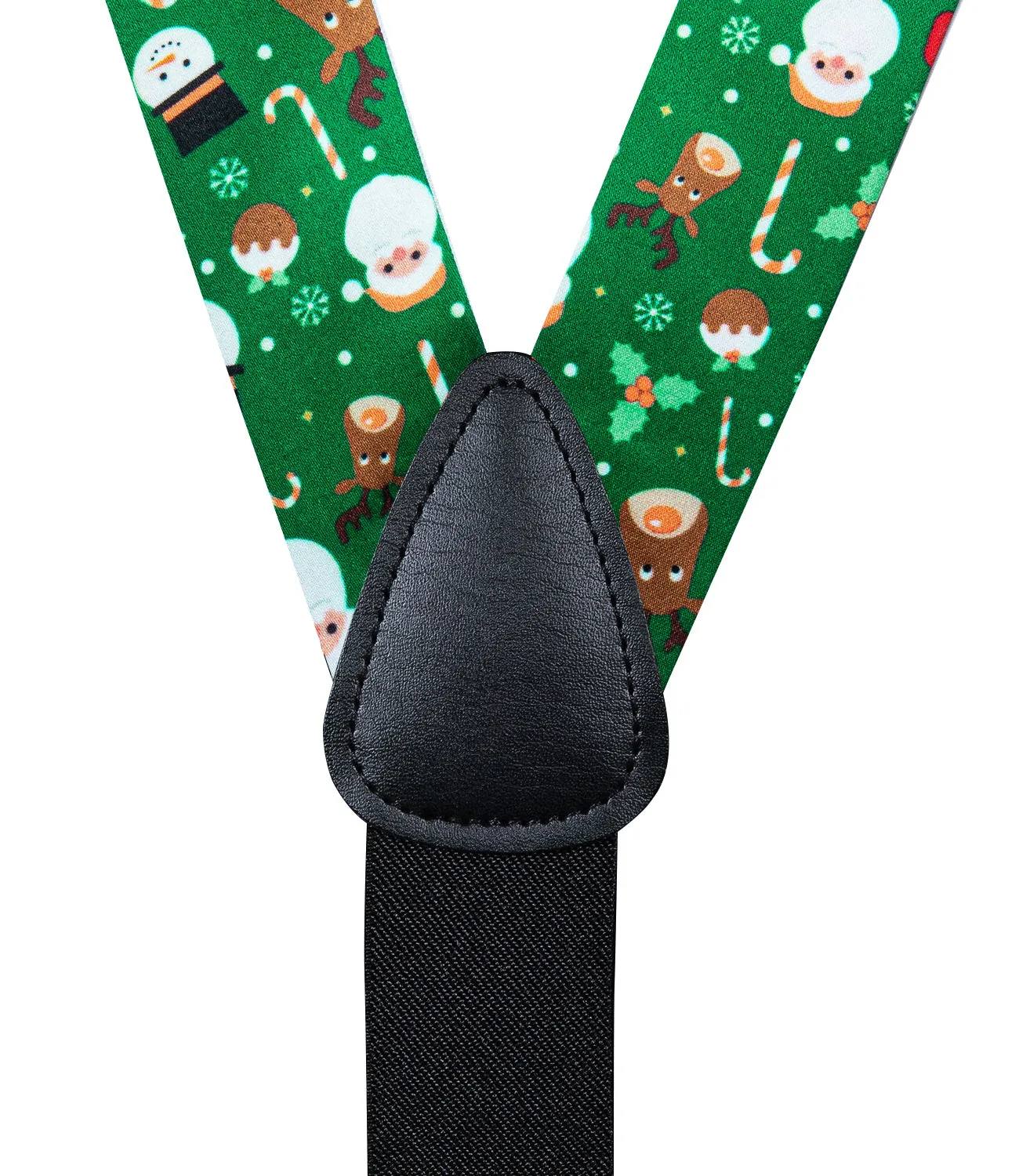 Christmas Green Santa Novelty Y Back Brace Clip-on Men's Suspender with Bow Tie Set