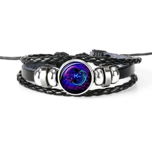 Classy Men Pisces Zodiac Symbol Bracelet