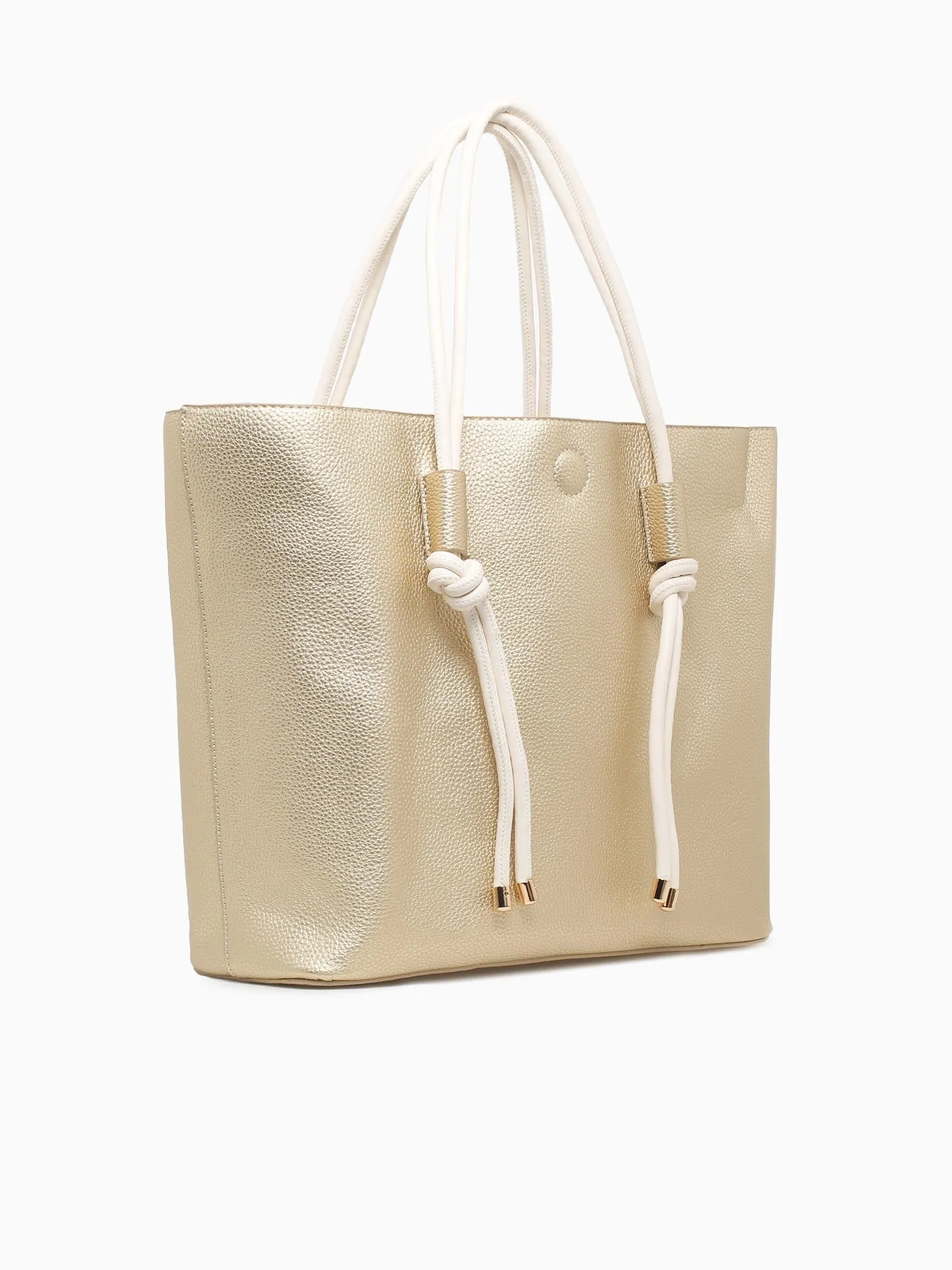 Convertible Tote Gold Off white