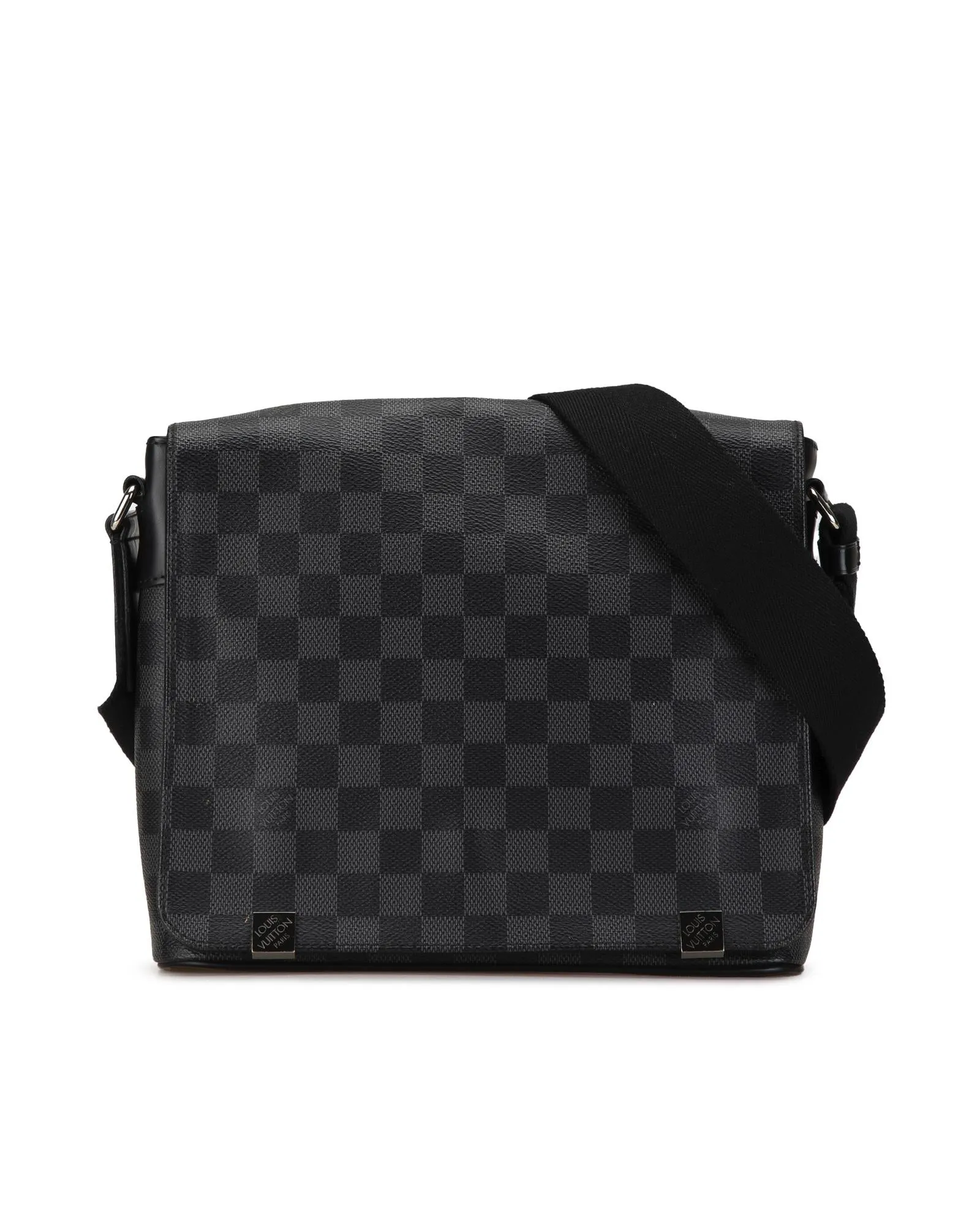 Damier Graphite Canvas Shoulder Bag with Front Flap and Magnetic Closure