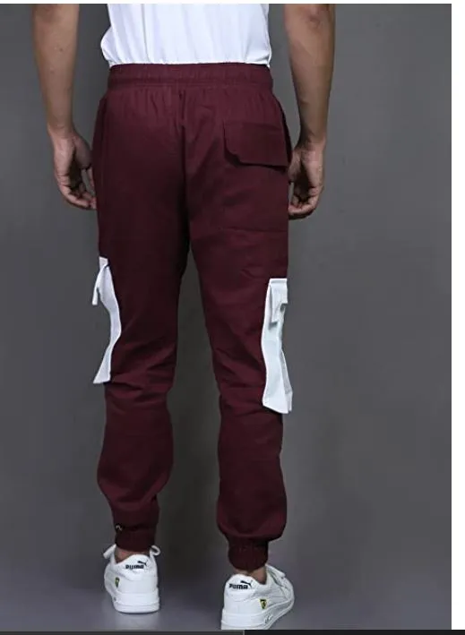 Dark Maroon Multi Pocket Buckled Cargo Pant