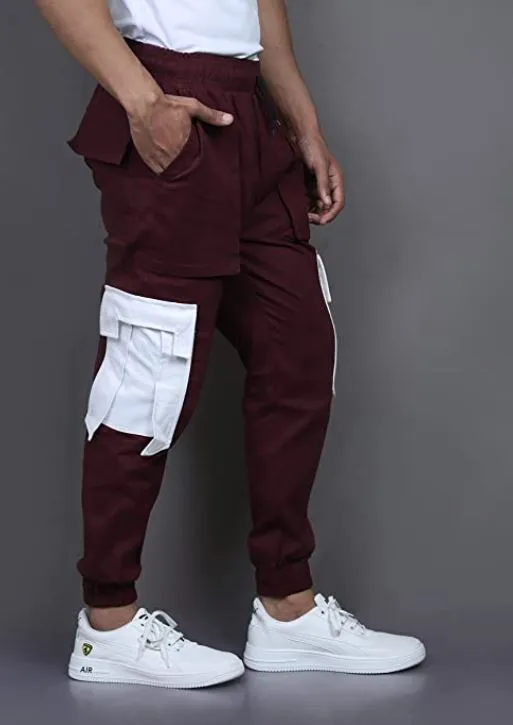 Dark Maroon Multi Pocket Buckled Cargo Pant