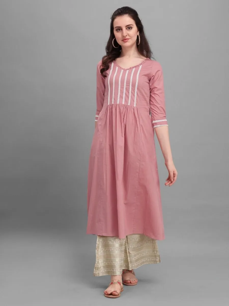 Dirty Pink Laced Kurta