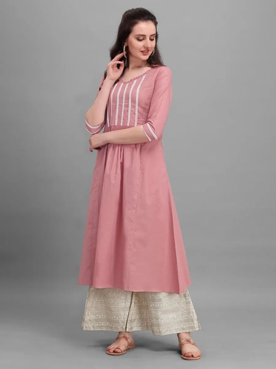 Dirty Pink Laced Kurta