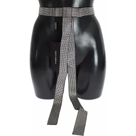 Dolce & Gabbana Black Silk Crystal Bow Waist Belt Elegance