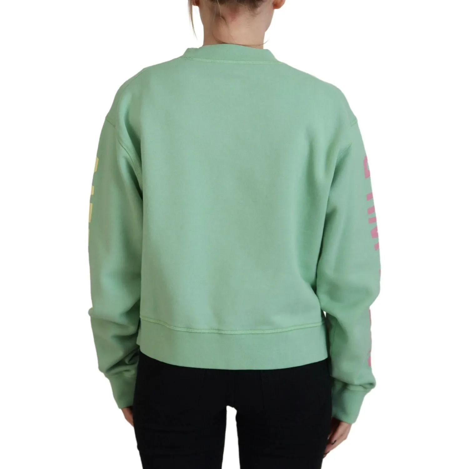 Dsquared² Green Logo Printed Crew Neck Long Sleeve Sweater