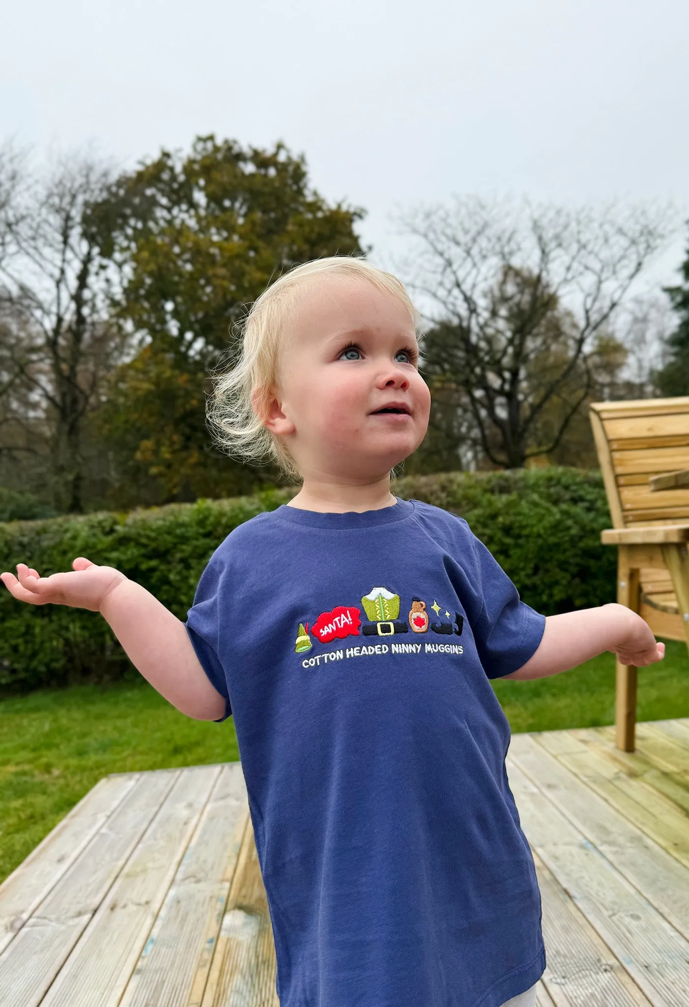 Elf Embroidered Organic Cotton Childrens T-Shirt