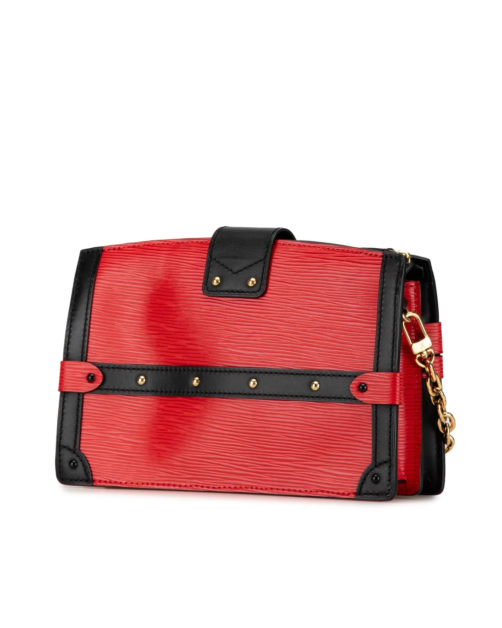 Epi Leather Trunk Clutch with Detachable Chain and S-Lock Closure