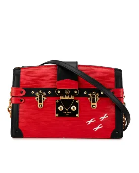 Epi Leather Trunk Clutch with Detachable Chain and S-Lock Closure