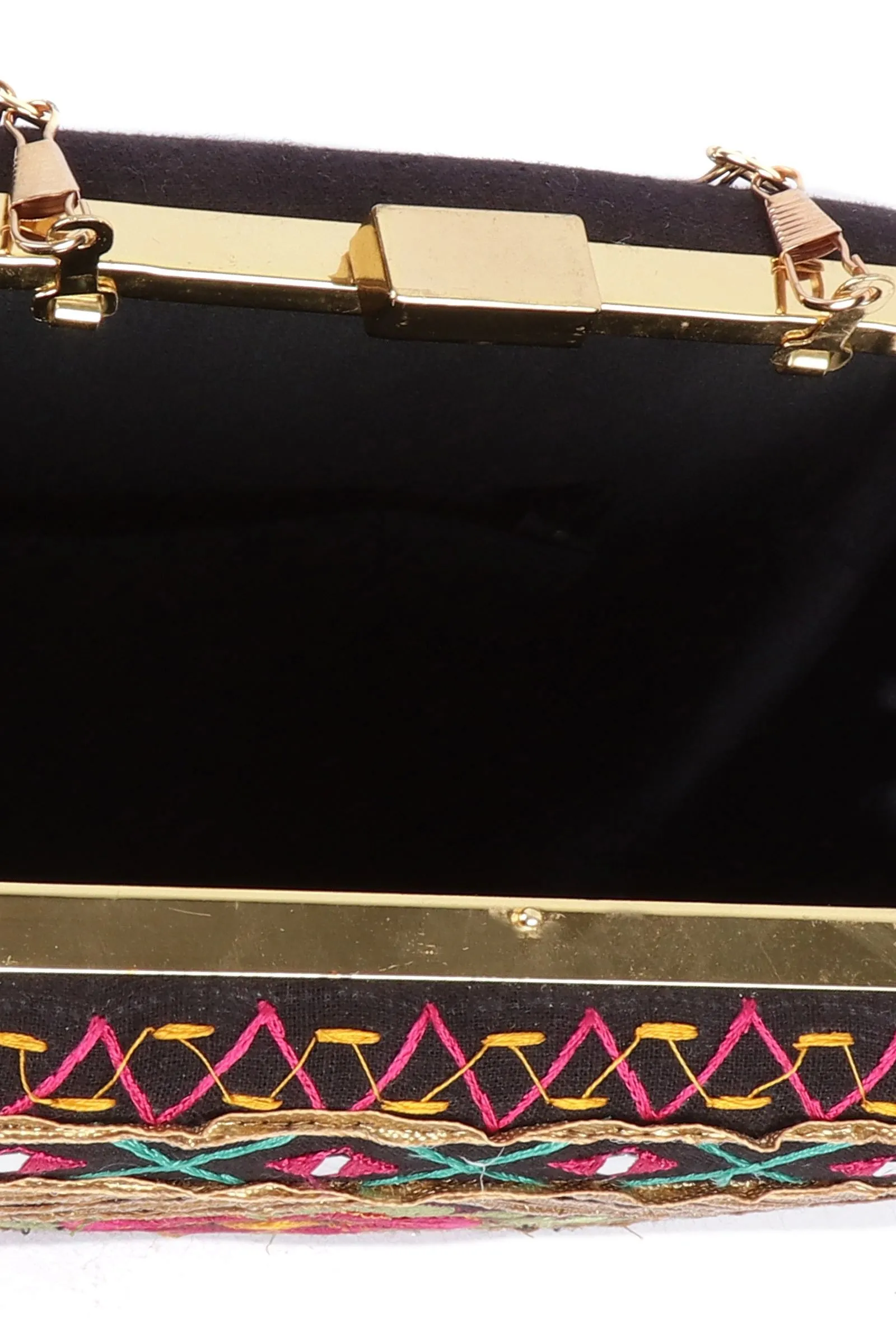 Erina Gold & Multi Kutch Embroidered Square Box Clutch