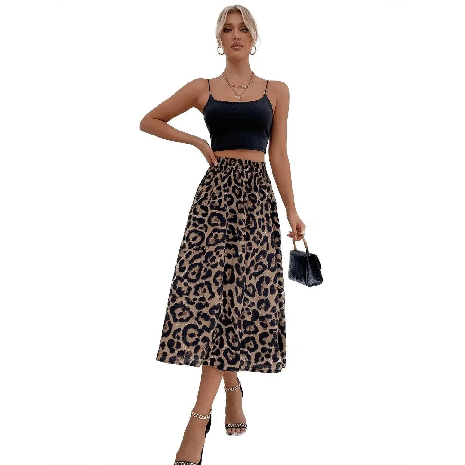 Flowy Leopard Print Skirt