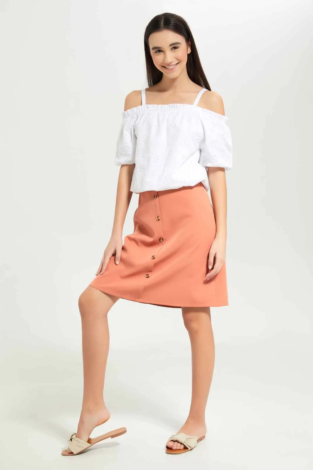 Girls-Rust Twill Skirts