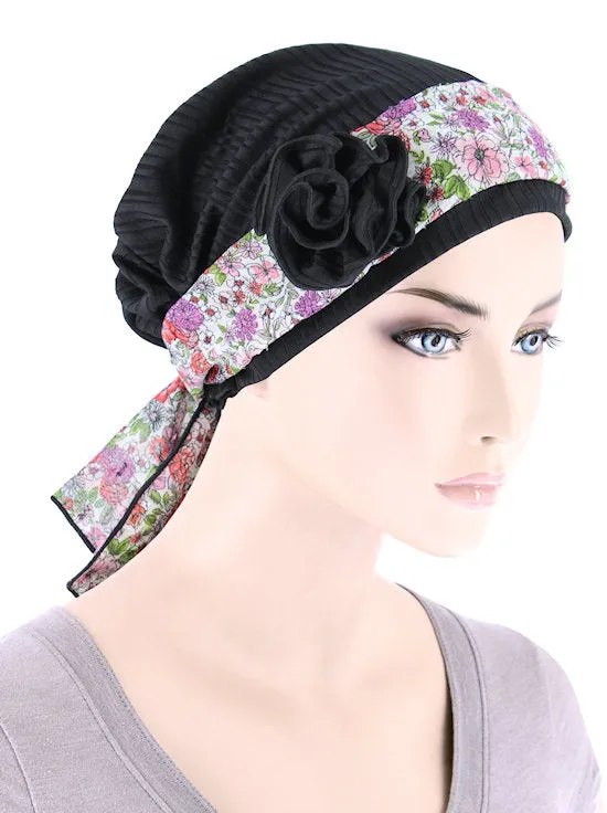 Josie Turban Rosette Sash Black