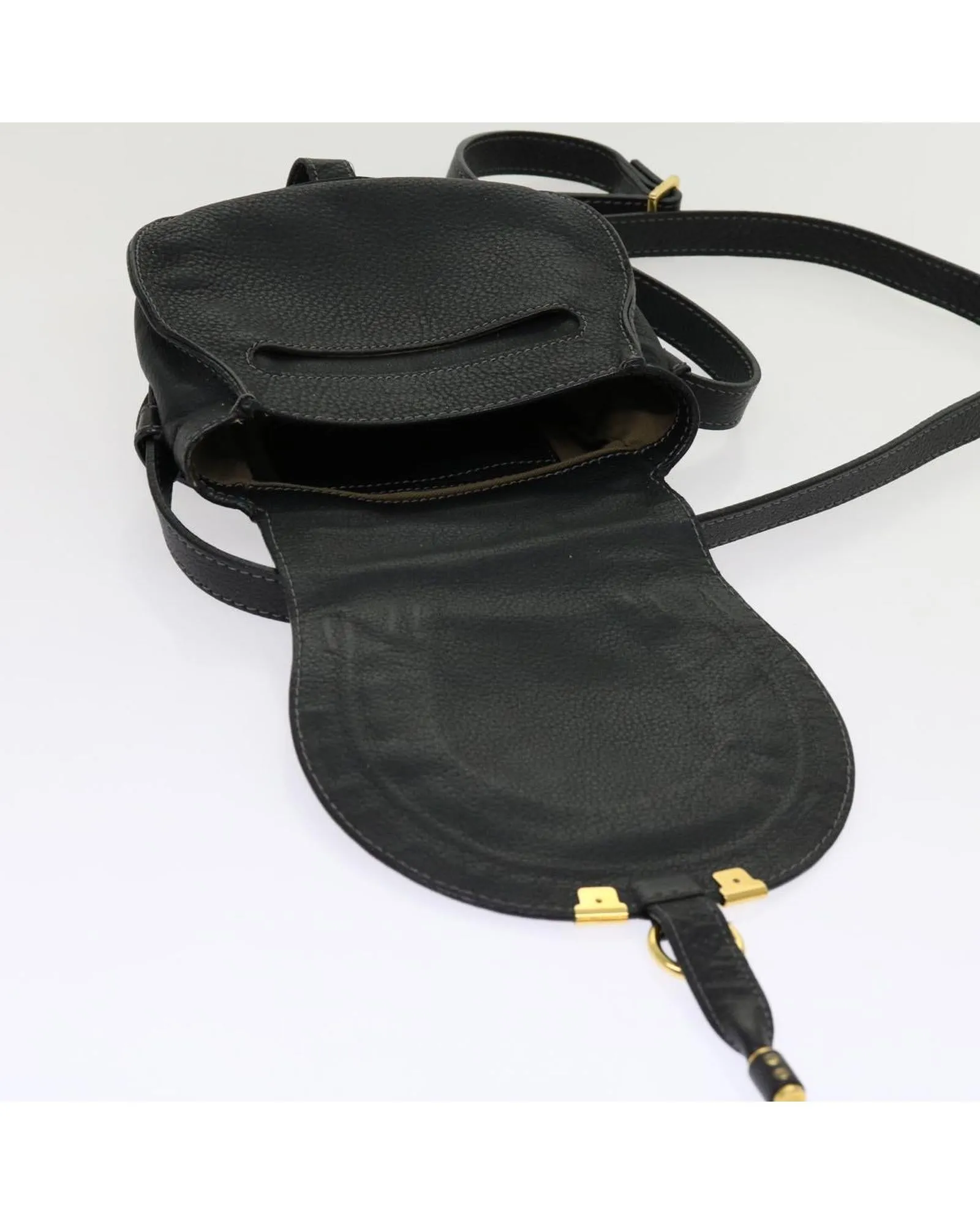 Leather Shoulder Bag with Adjustable Strap and Subtle Wear - Spain Made