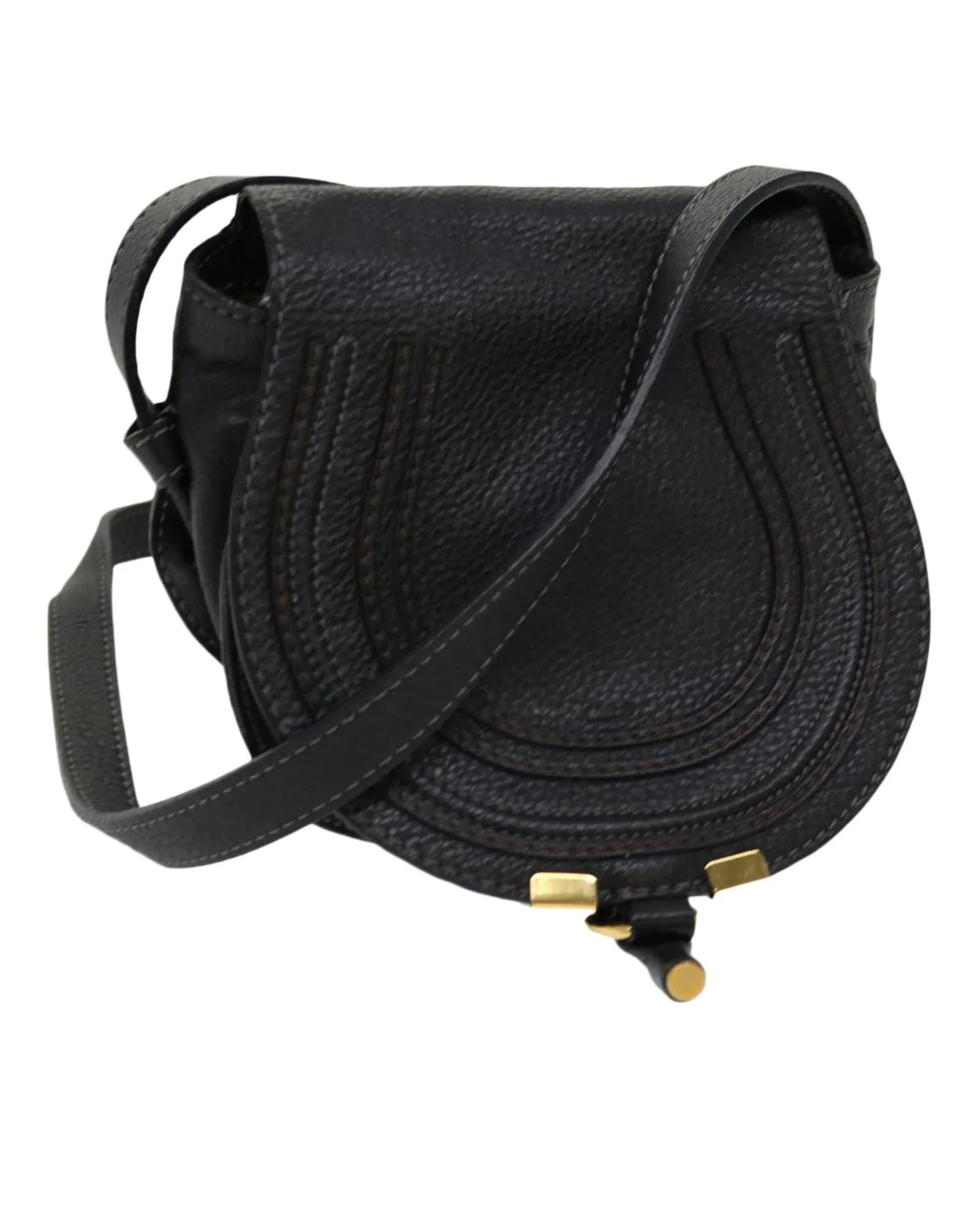 Leather Shoulder Bag with Adjustable Strap and Subtle Wear - Spain Made