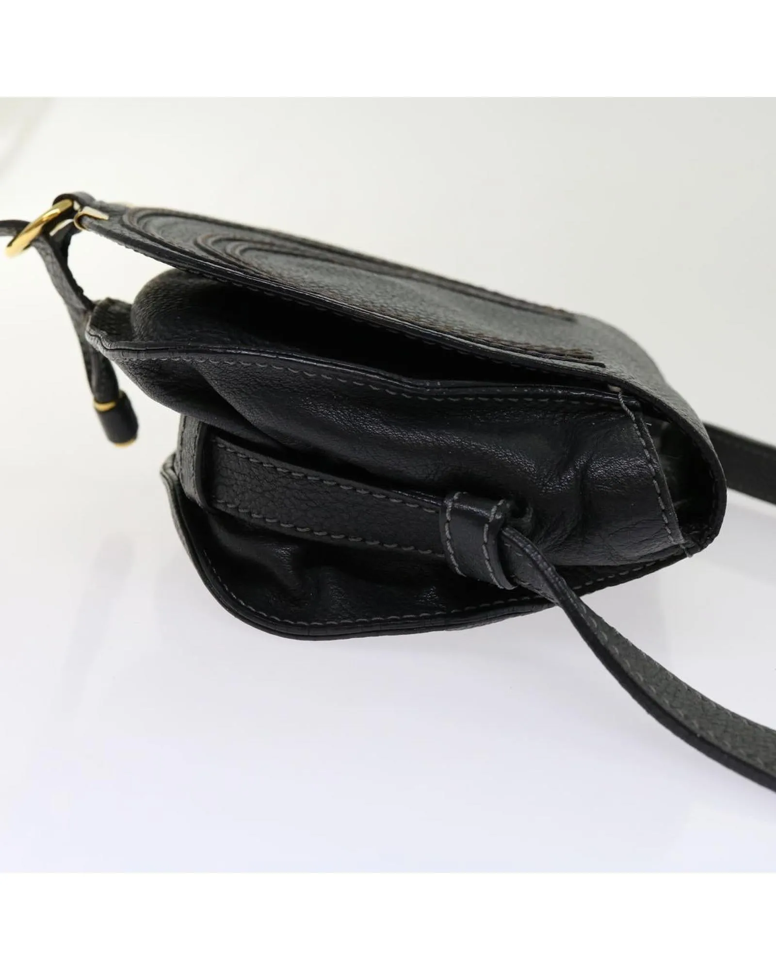 Leather Shoulder Bag with Adjustable Strap and Subtle Wear - Spain Made