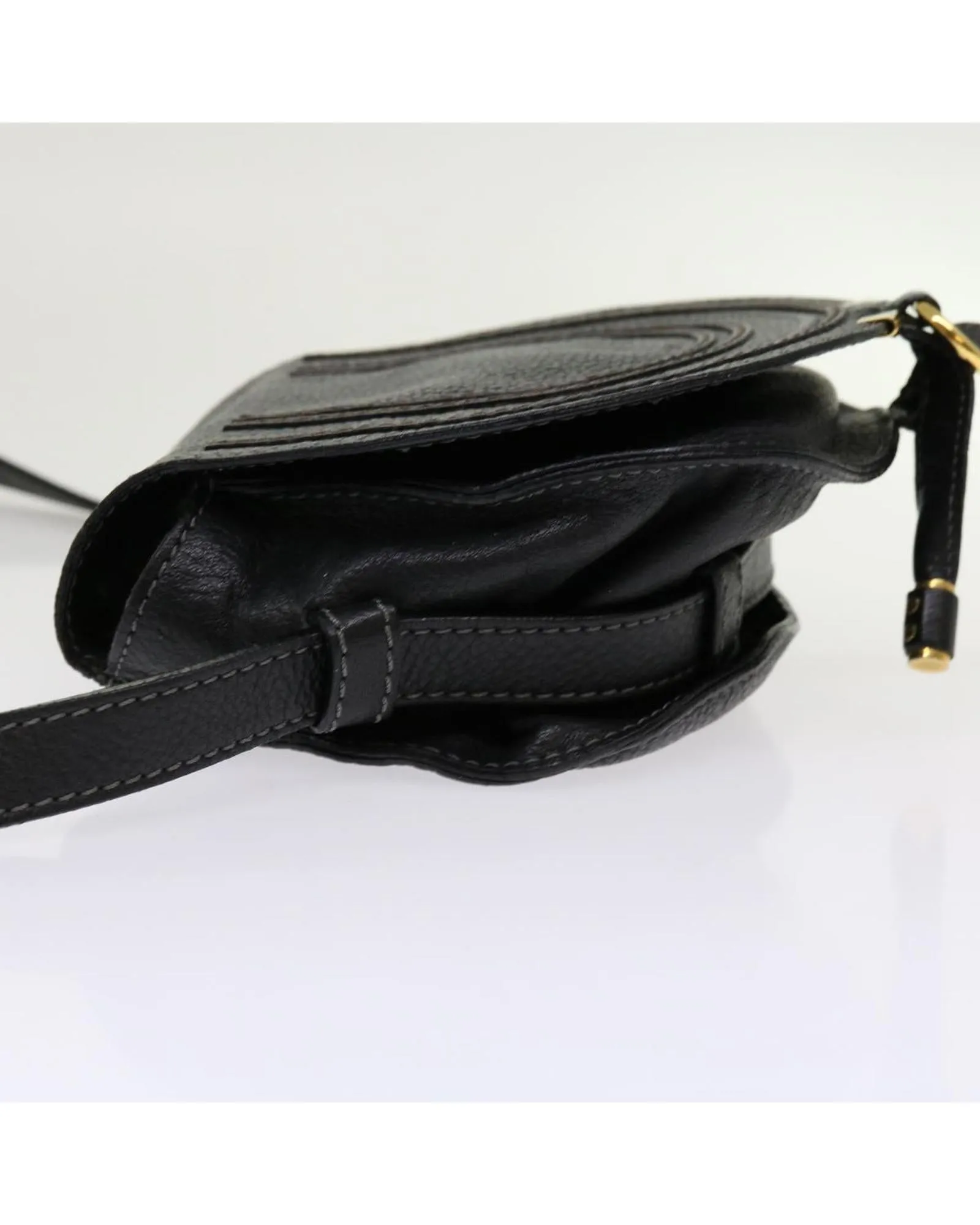 Leather Shoulder Bag with Adjustable Strap and Subtle Wear - Spain Made