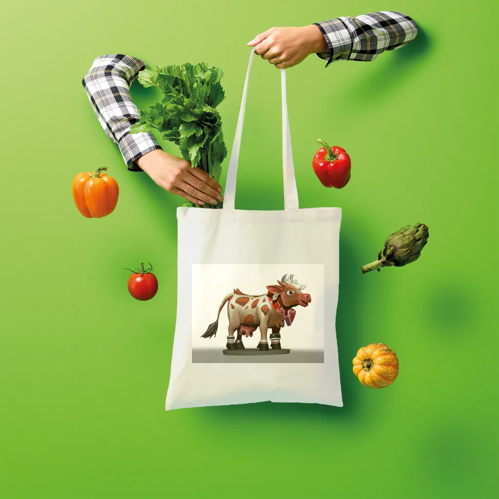 Light Brown Cow Shopper Tote Bag