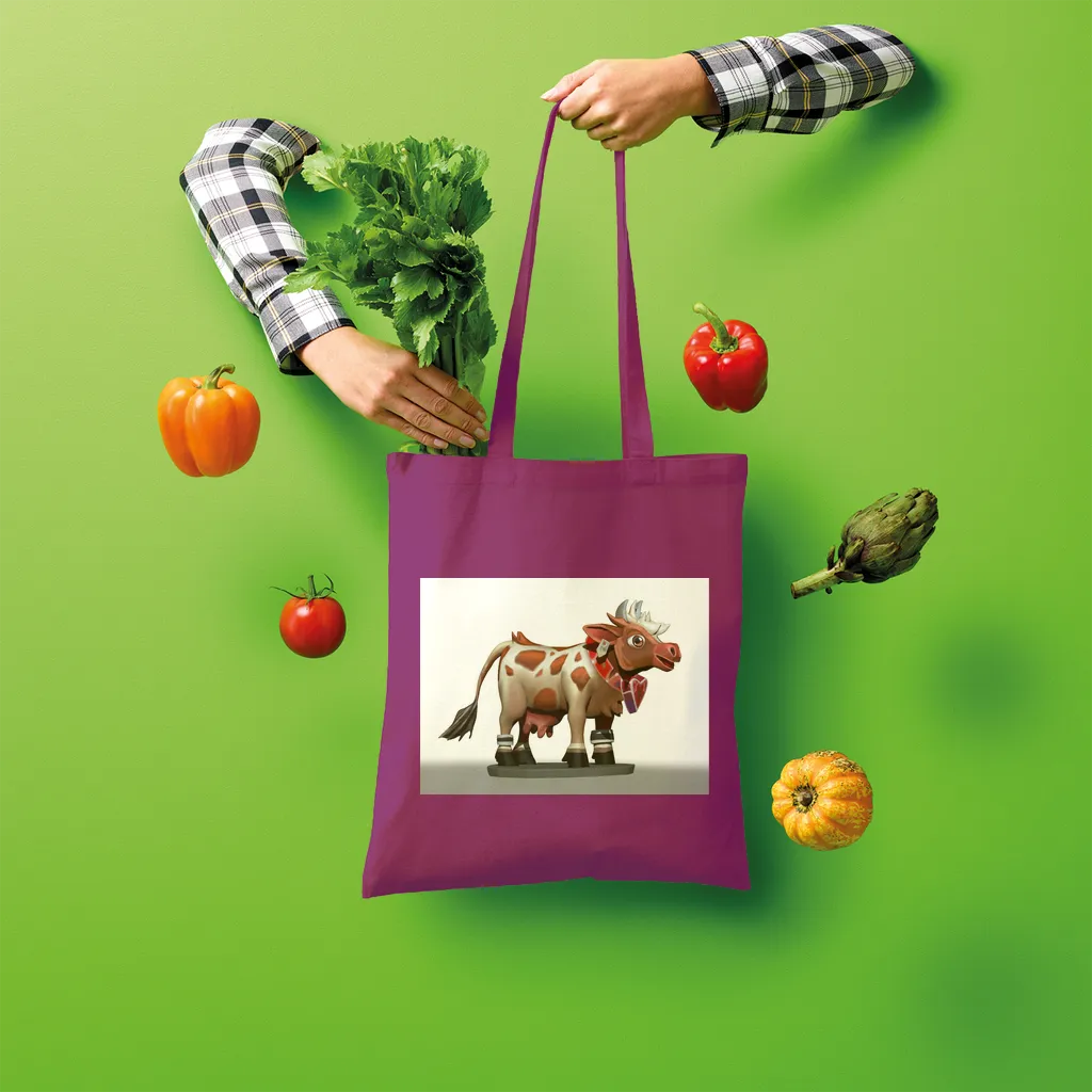 Light Brown Cow Shopper Tote Bag