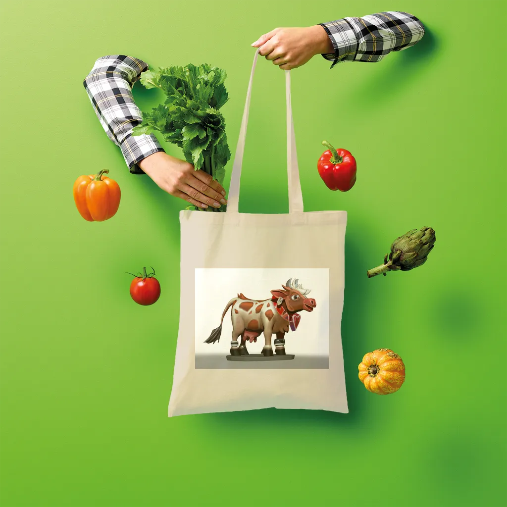 Light Brown Cow Shopper Tote Bag