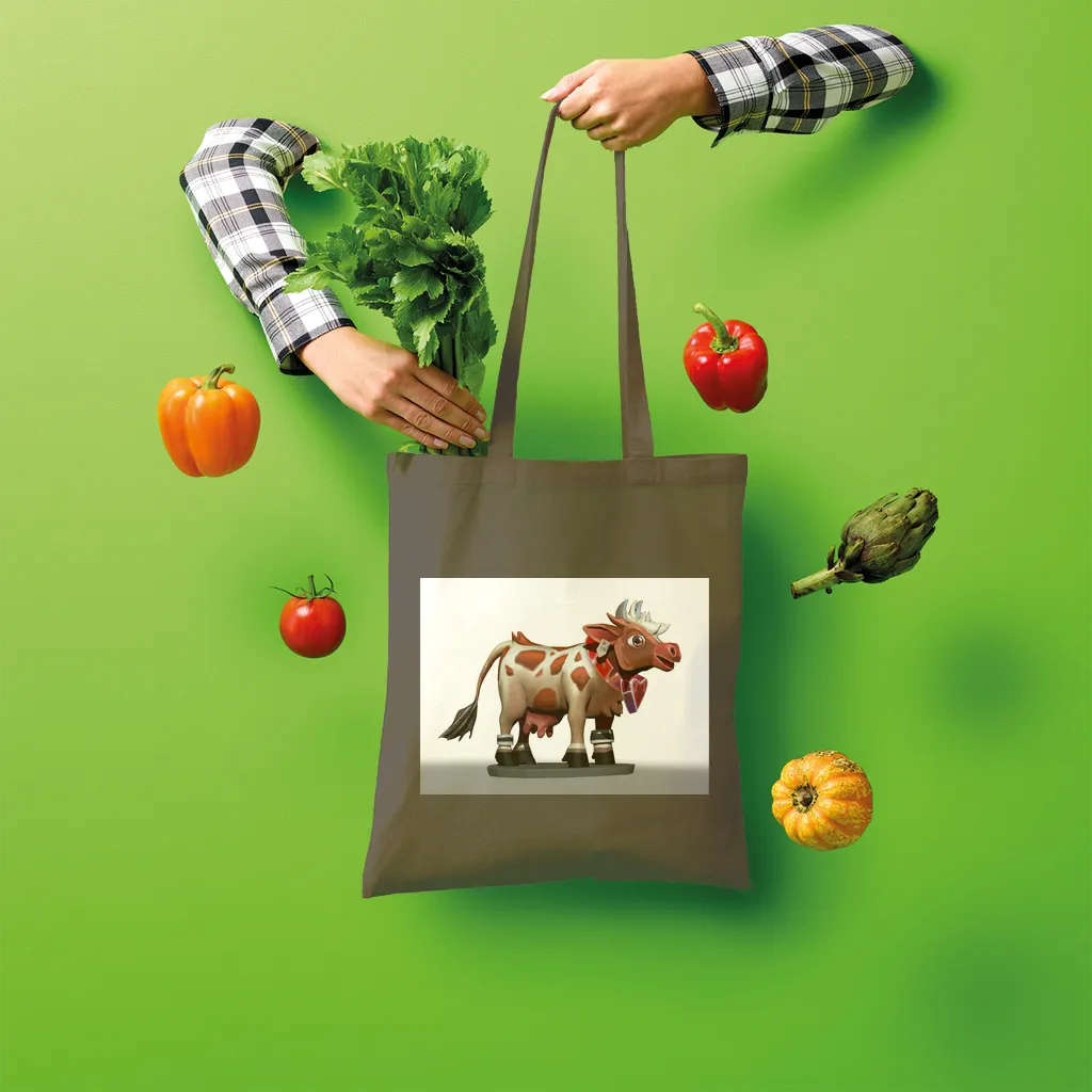 Light Brown Cow Shopper Tote Bag