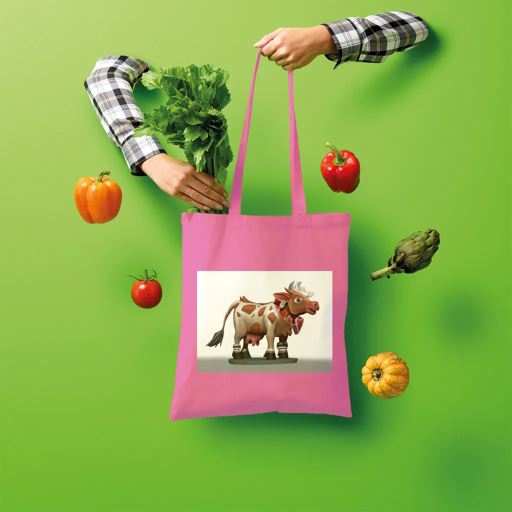 Light Brown Cow Shopper Tote Bag