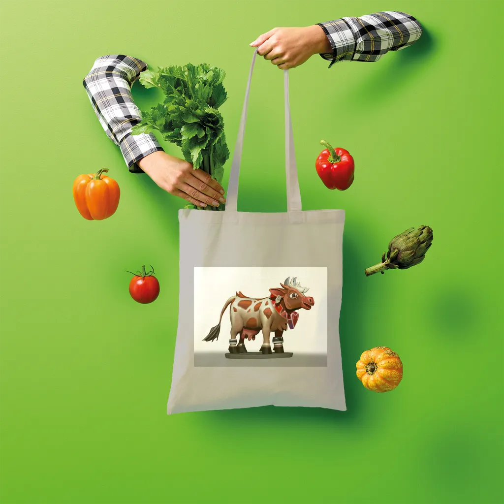 Light Brown Cow Shopper Tote Bag