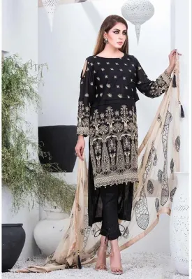 Maria B Style Black Cotton Unstitched Pakistani suits for Women