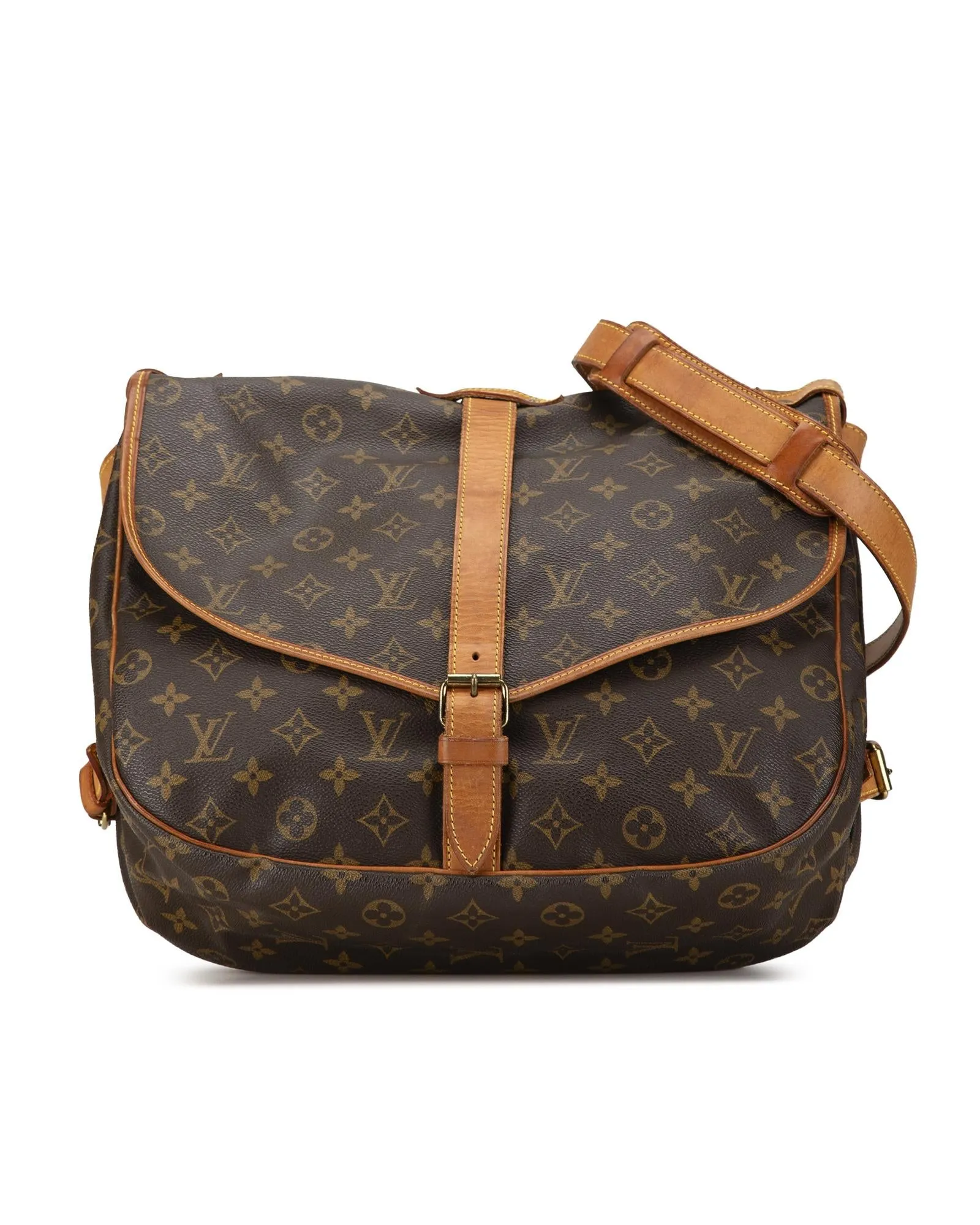 Monogram Canvas Saumur Bag with Vachetta Leather Trim