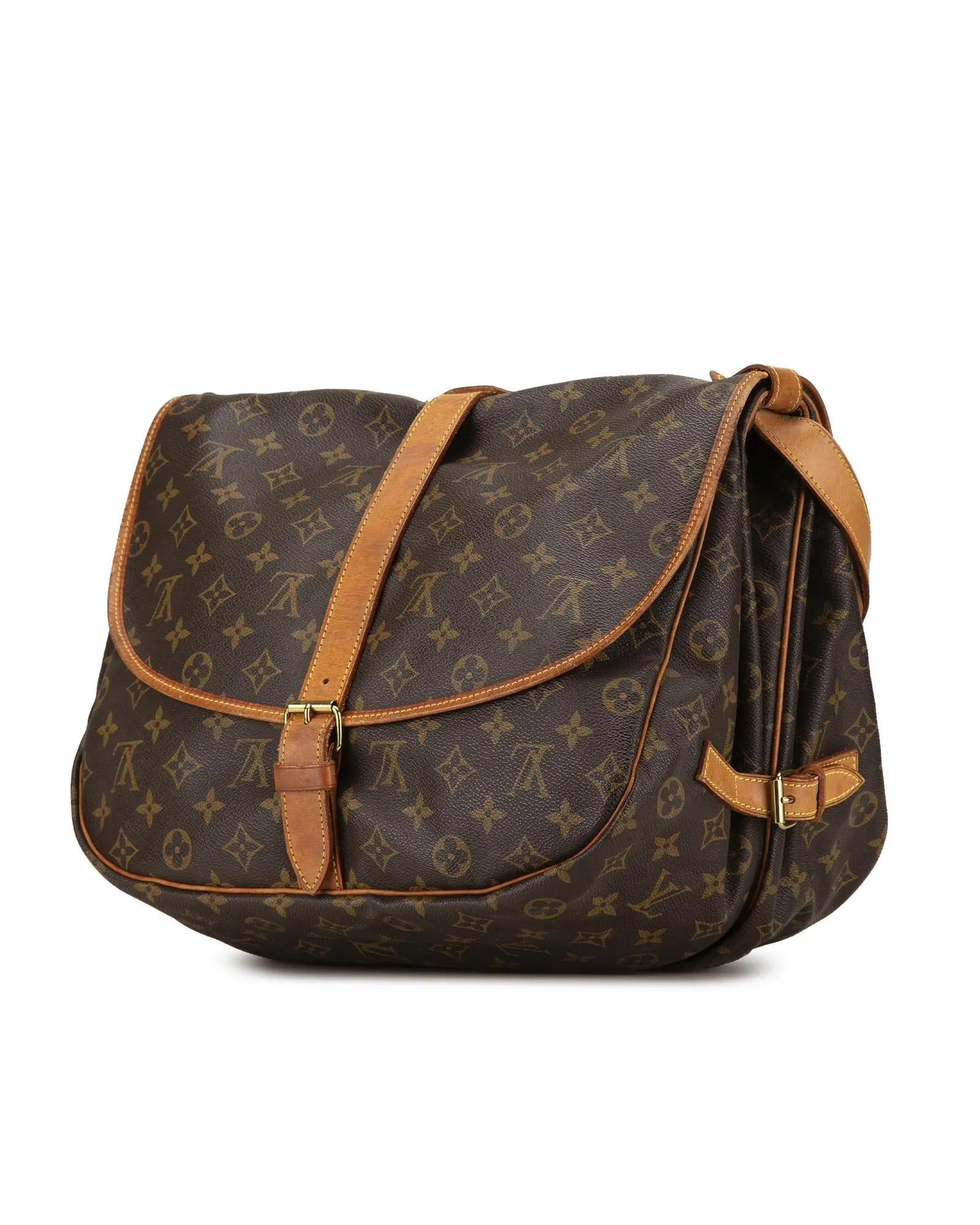 Monogram Canvas Saumur Bag with Vachetta Leather Trim