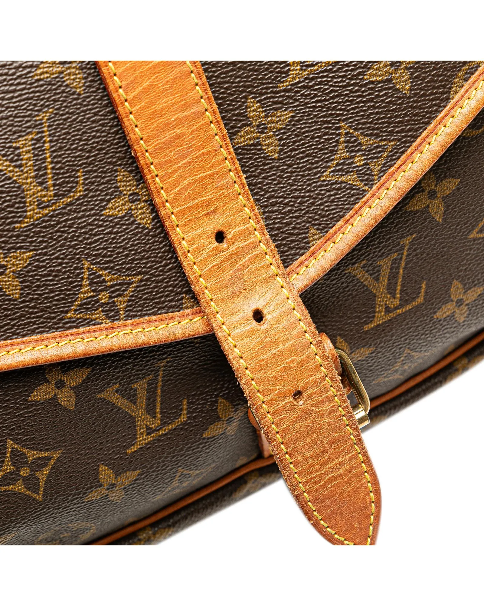 Monogram Canvas Saumur Bag with Vachetta Leather Trim