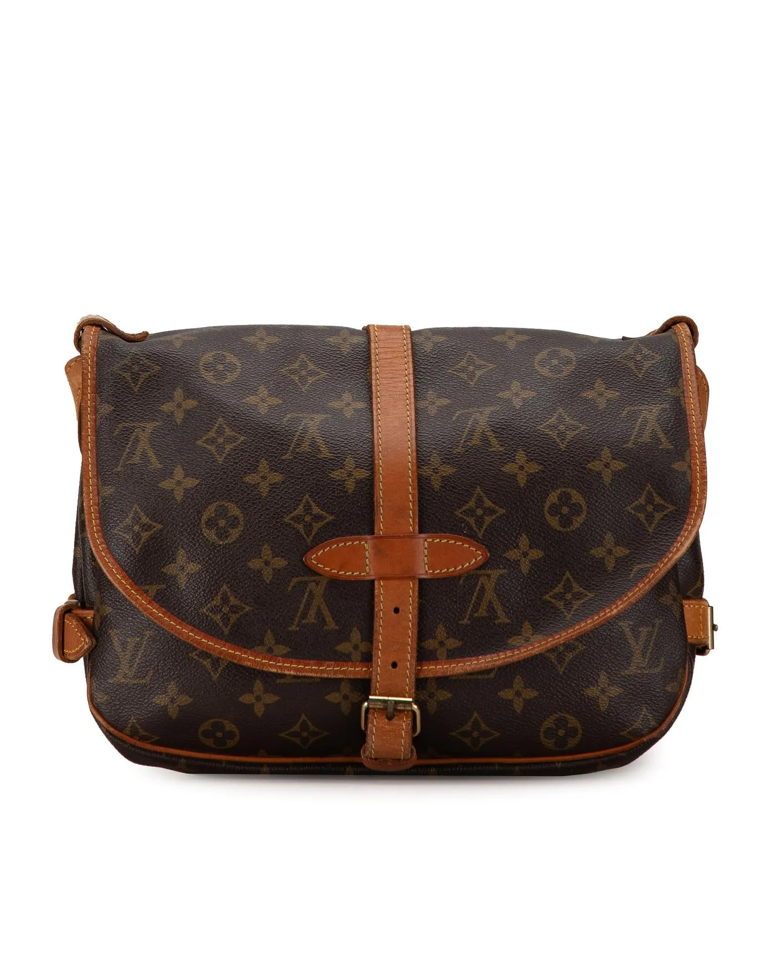 Monogram Canvas Shoulder Bag with Double Compartments