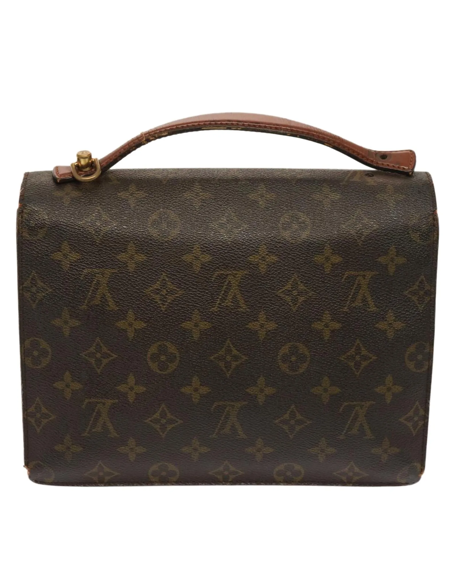 Monogram Shoulder Bag with Key Accessory and Distinctive Shape