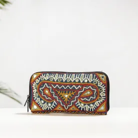 Multicolor - Kala Raksha Rabari Hand Embroidered Cotton Clutch/Wallet