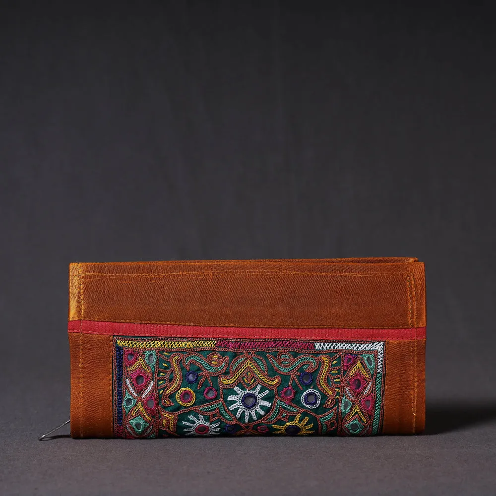 Orange - Kutchi Embroidery Mirror Work Clutch