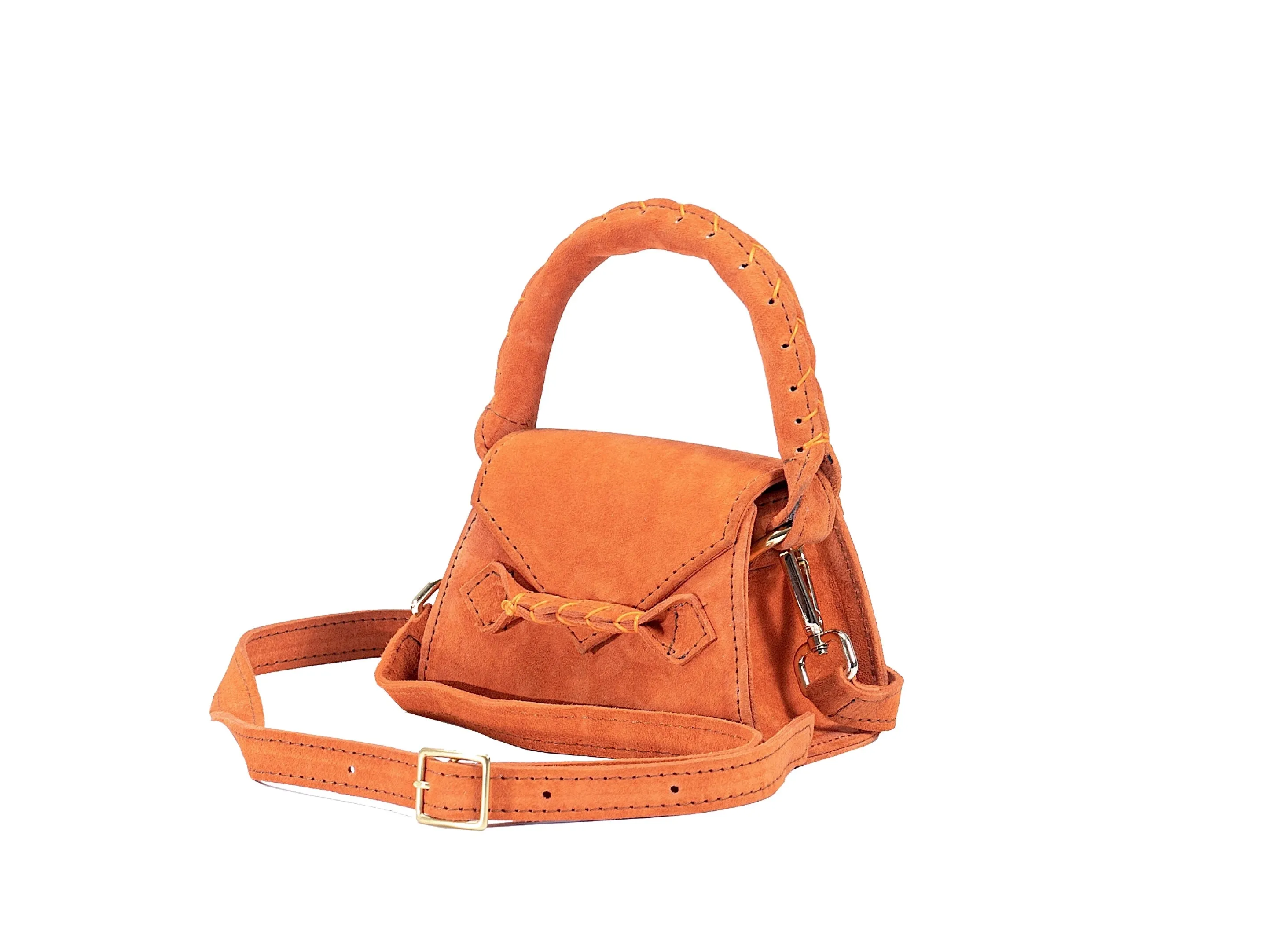 ORANGE SUEDE MICRO ESE TOP HANDLE